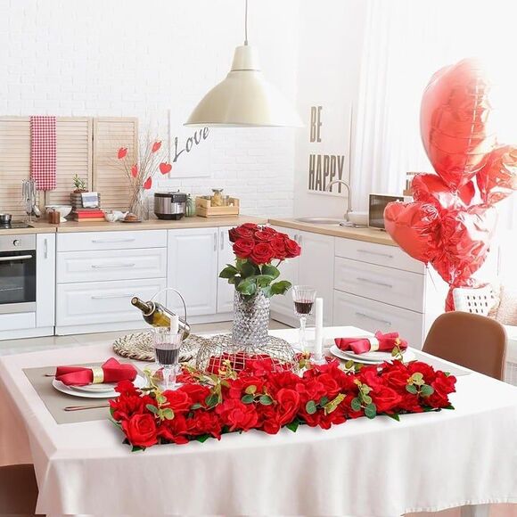 Table Flower Centerpieces Silk Red Rose Arch Decor Flower Wall Panels Dining 6pc - Picture 3 of 8